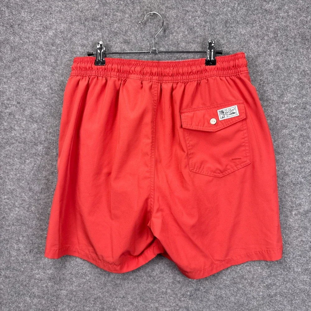 Polo Ralph Lauren Mens Red Traveler Swim Trunks Embroidered Pony Logo Size Large
